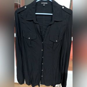 - Express Brand, v-neck button down black blouse. Women’s size large